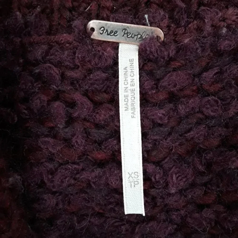 Free People Womens Sweater XS Purple Fair Isle Knit Wool Blend Cozy Boho